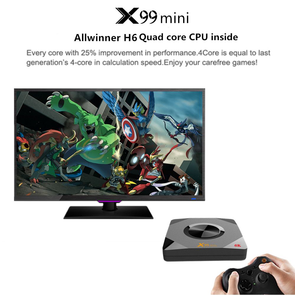 X99 mini Allwinner H6 Android 9.0 6K HDR TV Box 4G/32G 2.4G+5G WiFi 100Mbps LAN USB3.0
