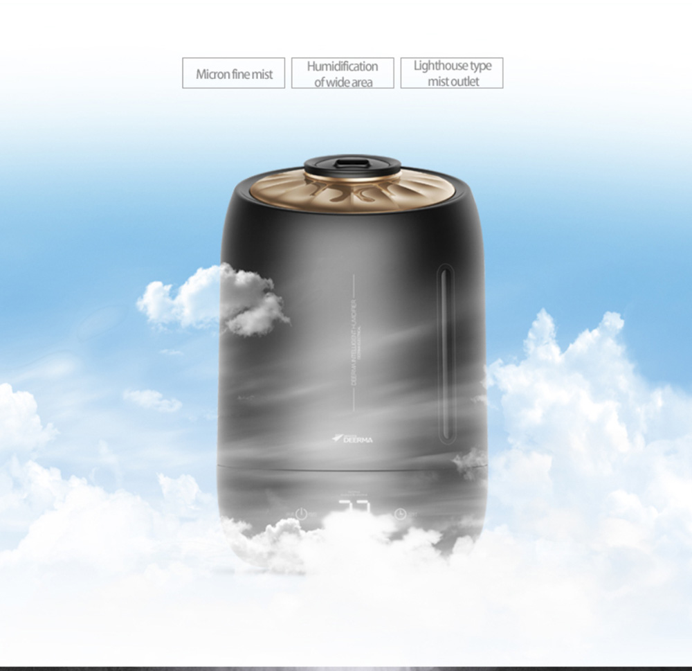 DEERMA DEM F600 Household Ultrasonic Humidifier 5L Capacity Aromatherapy Machine With Silver Carbon Ion Water Purification Box - Black