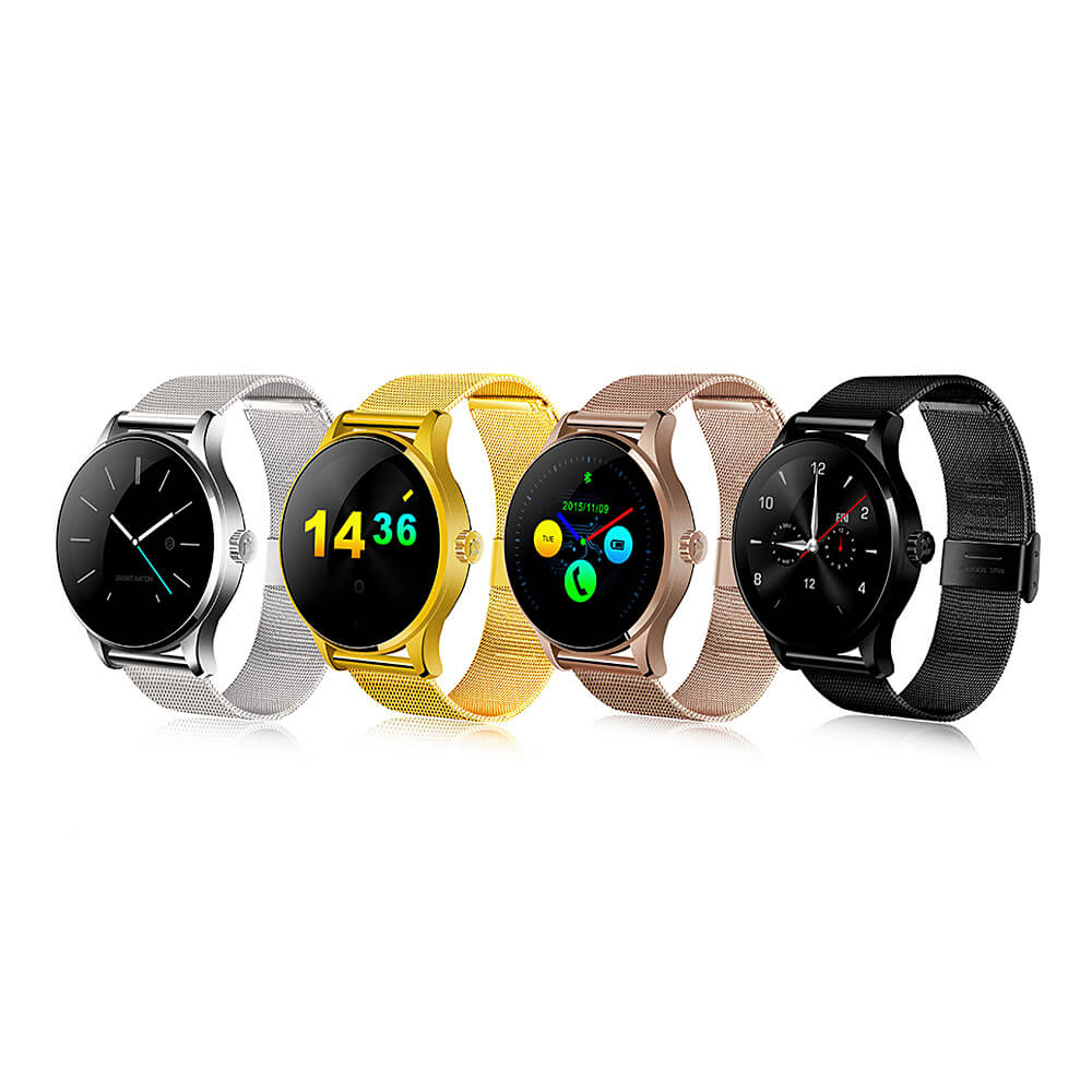 Makibes K88H Smart Bluetooth Watch Heart Rate Monitor Smartwatch MTK2502 Siri Function Gesture Control For iOS Andriod (Stainless Steel Band) - Black