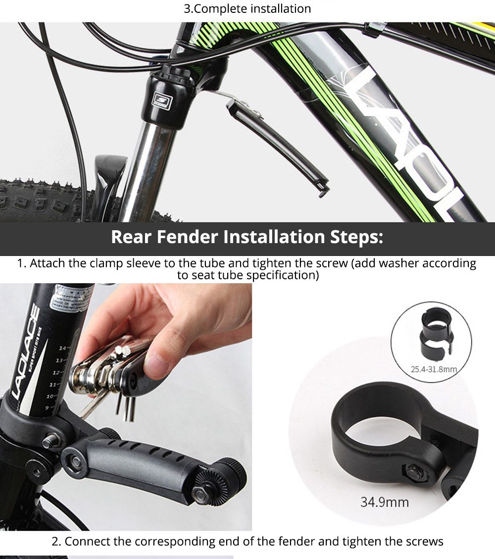 GUB AF02 Retractable Bicycle Fender Kit Front Rear Mudguards Cycling Parts - Black