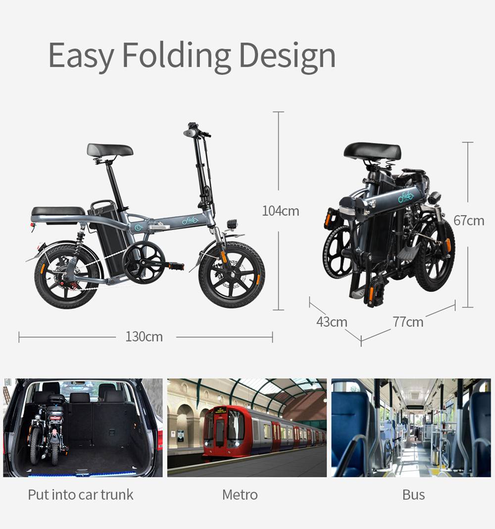 FIIDO L2 Folding Electric Moped Bike City Bike Commuter Bike Max 25km/h Three Riding Modes 20Ah Lithium Battery 14 Inch Tire - White