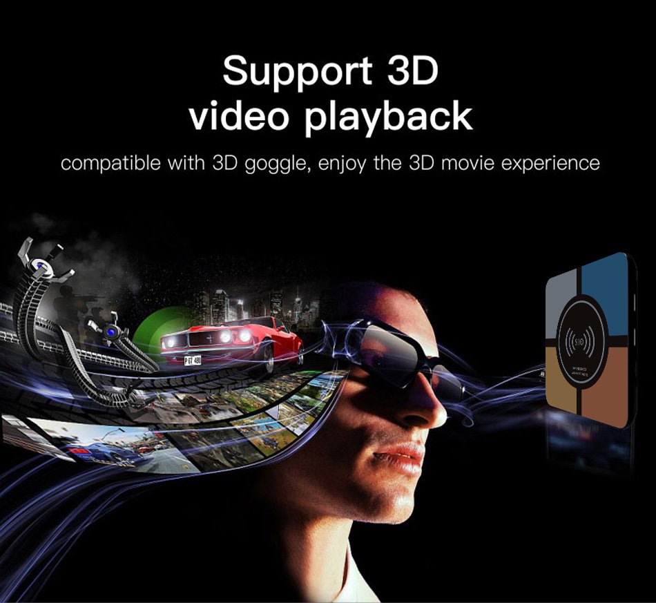 R-TV BOX S10+ Android 8.1 4GB/32GB KODI 18.0 4K TV Box Wireless Charger RK3328 WiFi LAN HDR H.265 Compatible with iPhone X iPhone 8/8 Plus & Galaxy Note 8 S8/S9/S9 Plus and All Qi-Enabled Devices