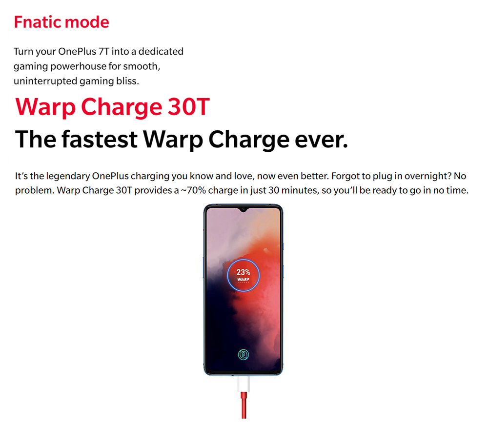 OnePlus 7T 6.55 Inch 4G LTE Smartphone Snapdragon 855 Plus 8GB 256GB 48.0MP+12.0MP+16.0MP Triple Rear Cameras NFC Face Unlock Oxygen OS Global Rom - Frosted Silver