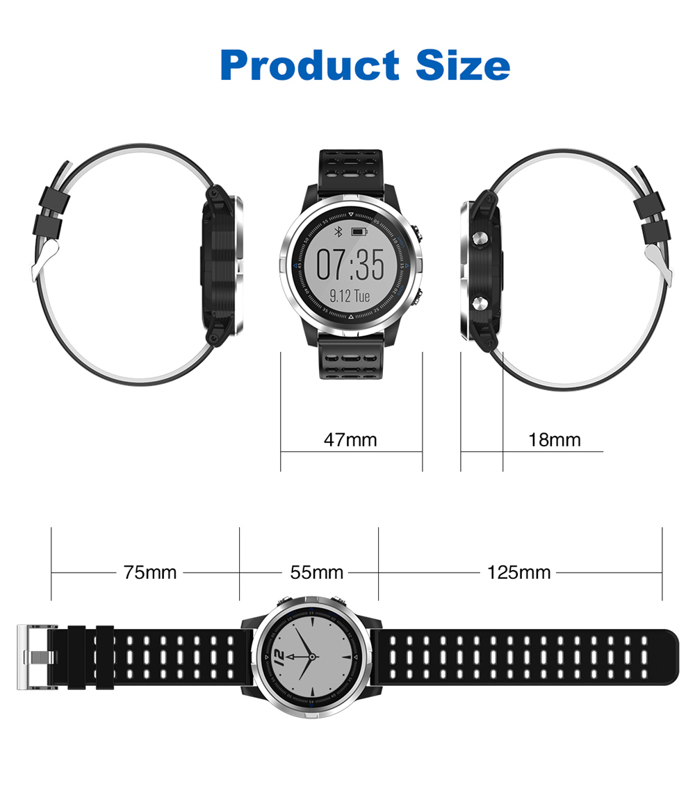 N105 Smartwatch Heart Rate Monitor IP68 Water Resistant GPS Multi-Sport Mode - Black