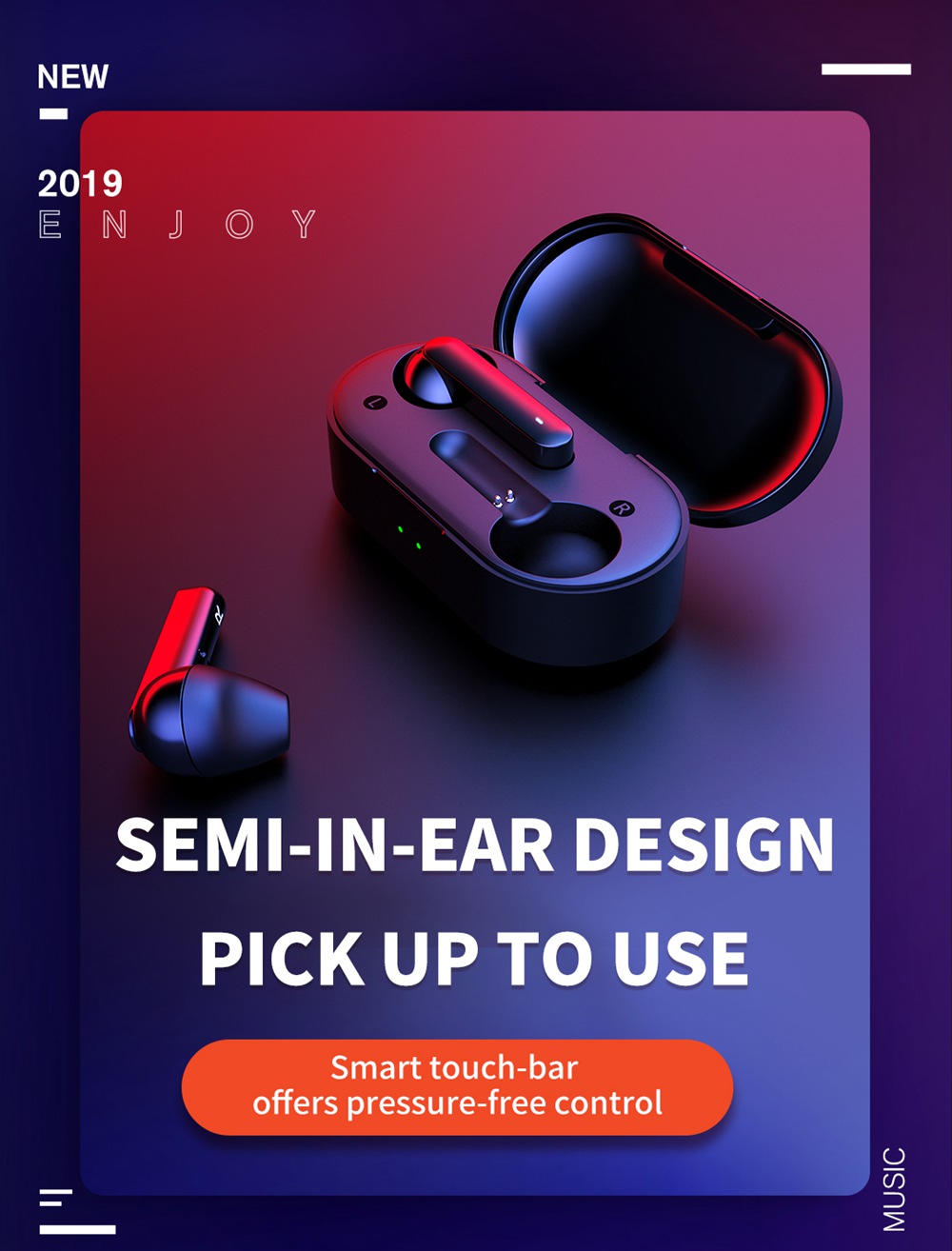 QCY T3 Bluetooth 5.0 TWS Earphones Stereo/Mono Mode AAC/SBC Tech 25 Hours Battery Life IPX5 3D Stereo