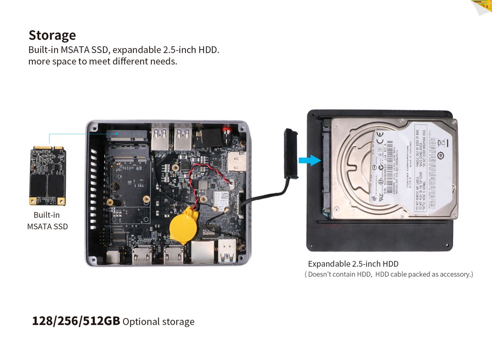 Beelink Gemini X45 Premium Windows 10 Intel Gemini Lake J4105 8GB/128GB Mini PC Intel® UHD Graphics 600 2.4G/5G WIFI Gigabit LAN HDMI*2 USB3.0*4 mSATA PCIE