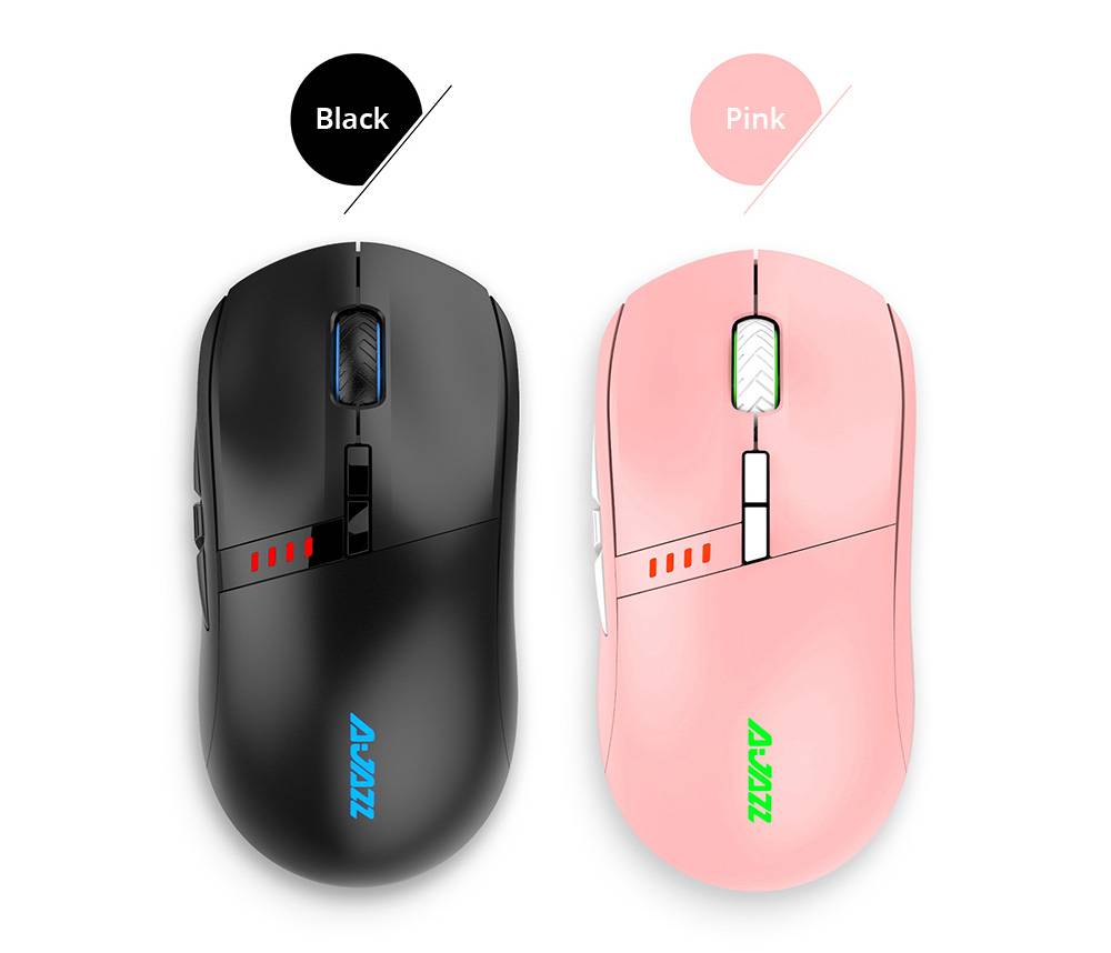 Ajazz i305Pro Gaming Mouse Wireless/Wired Dual-Mode Switch 16000 DPI 8 Keys Customized Programmable Buttons RGB Colorful Lights - Black