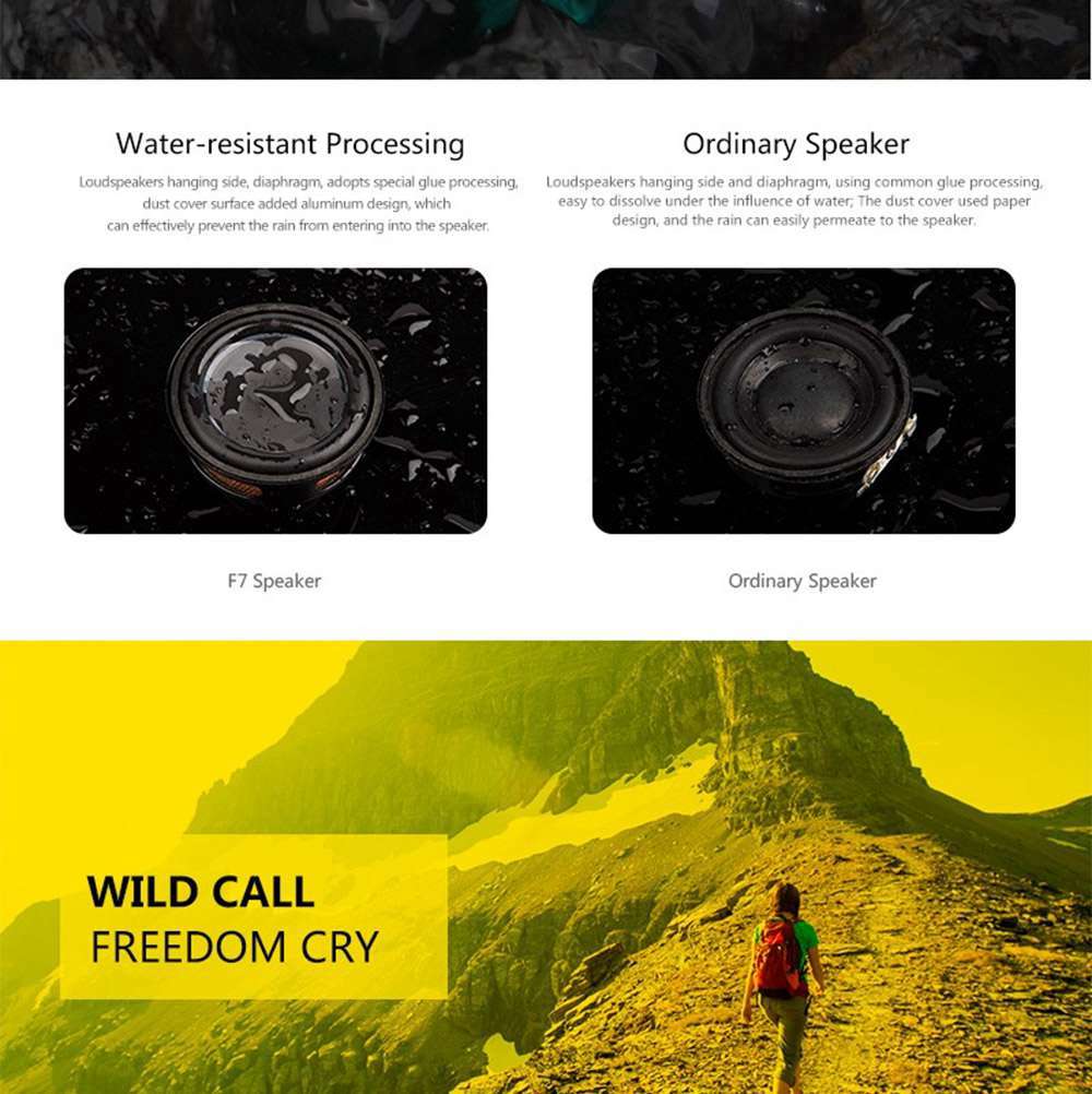 MIFA F7 Bluetooth 4.0 Wireless Speaker IPX56 Built-in 1500mAh Battery DSP Sound - Gray
