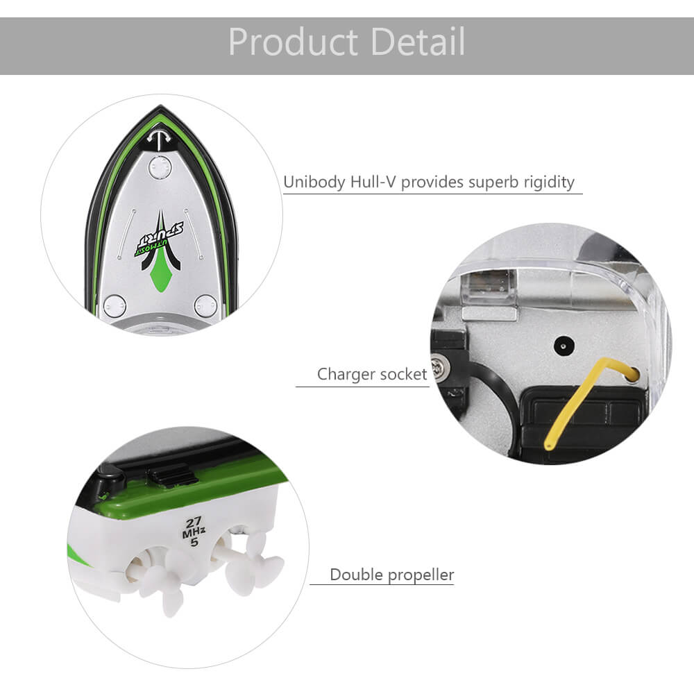 Happy Cow 777-218 Mini RC Speedboat Racing Boat Yacht Model Ready-To-Go - Green