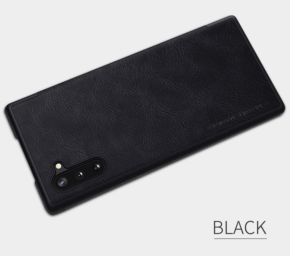 NILLKIN Protective Leather Phone Case For Samsung Galaxy Note 10 / Note 10 5G Smartphone - Black