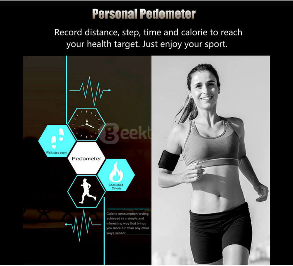 Makibes K88H Smart Bluetooth Watch Heart Rate Monitor Smartwatch MTK2502 Siri Function Gesture Control For iOS Andriod (Stainless Steel Band) - Black