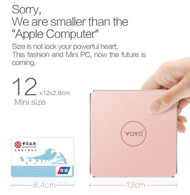 VOYO VMac (V1) Mini PC Licensed Windows 10.1 64bit Intel Apollo Lake Pentium N4200 4G DDR3L 32G eMMC 128G SSD 4K 2.4G/5G WIFI Gigabit LAN LibreELEC - Gold