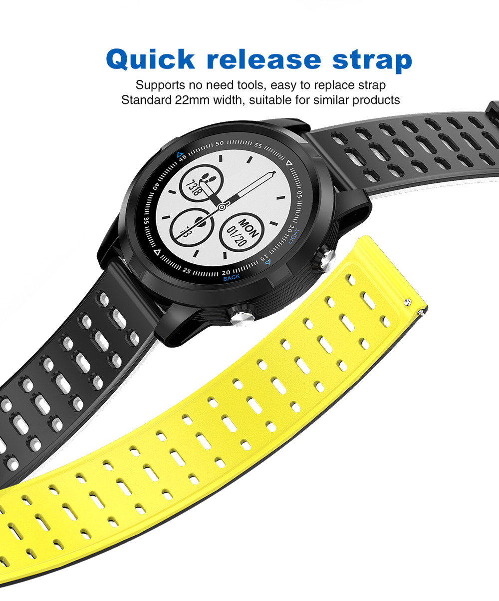 N105 Smartwatch Heart Rate Monitor IP68 Water Resistant GPS Multi-Sport Mode - Black