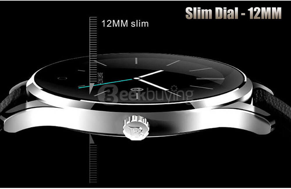 Makibes K88H Smart Bluetooth Watch Heart Rate Monitor Smartwatch MTK2502 Siri Function Gesture Control For iOS Andriod (Leather Band) - Brown