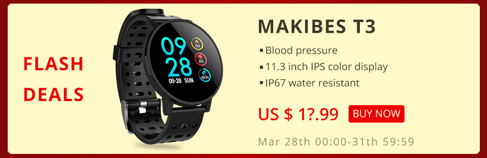 Makibes B01 Smartwatch 1.3 Inch TFT Screen Blood Pressure Heart Rate Sleep Monitor IP67 Multi Sport Modes Fitness Tracker - Black