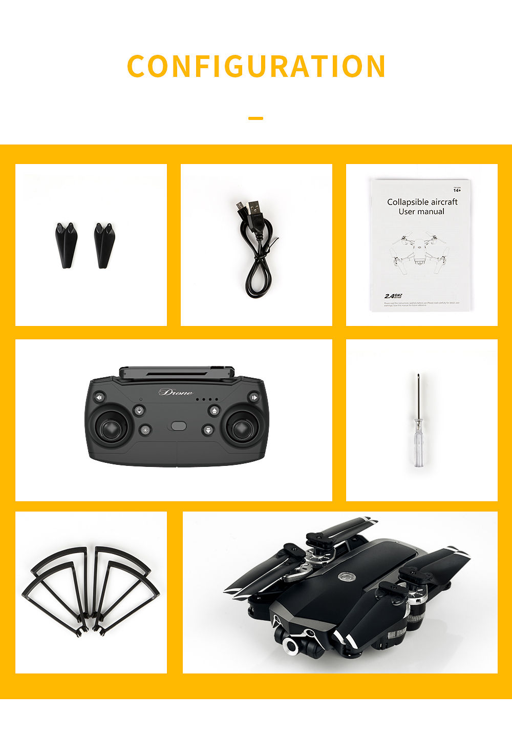 JDRC JD-20S 720P WIFI FPV Flying Time 15mins With 120 Degree Wide-angle Camera Altitude Hold Mode Foldable RC Drone RTF-Black