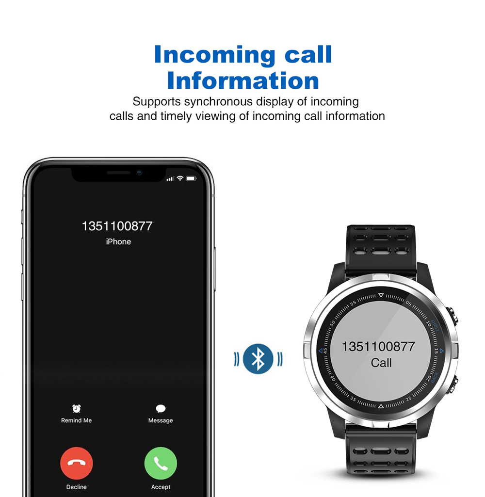 N105 Smartwatch Heart Rate Monitor IP68 Water Resistant Built-in GPS Multi-Sport Mode - Black