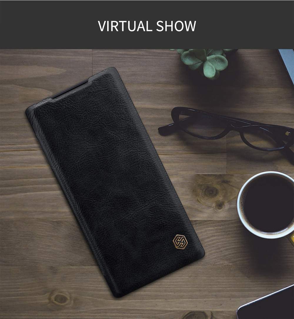 NILLKIN Protective Leather Phone Case For Samsung Galaxy Note 10 / Note 10 5G Smartphone - Black