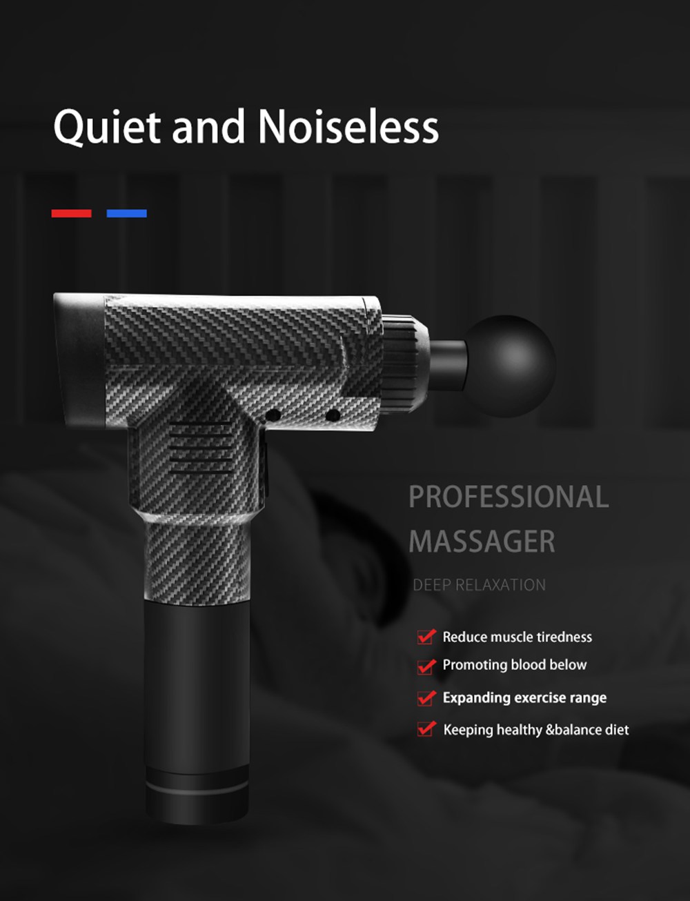 EMGUN-17 Upgraded Electric Massage Gun Relax Muscle Therapy Device Professional Body Relaxation Massager - Black