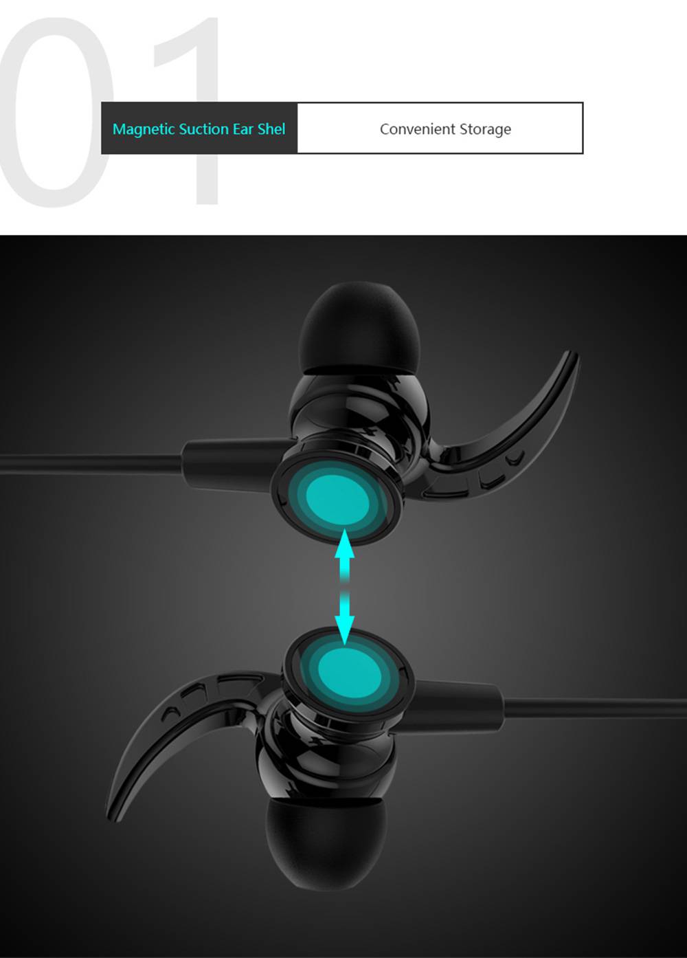 Maxchange Fun-F4 Wireless Bluetooth 4.2 Sports Earphones 4 Hours Playtime Magnetic Suction - Black