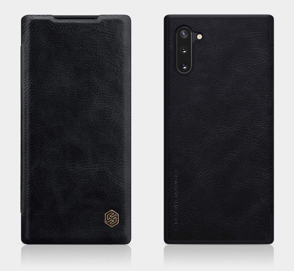 NILLKIN Protective Leather Phone Case For Samsung Galaxy Note 10 / Note 10 5G Smartphone - Black