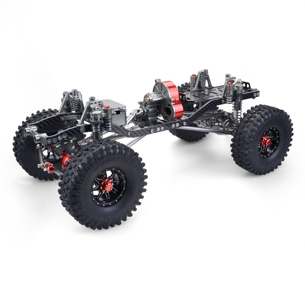 Upgrade Straight Bridge 313mm Wheelbase CNC Aluminum And Carbon Fiber Chassis With Power System For 1/10 AXIAL SCX10 RC Rock Crawler Climbing Vehicle