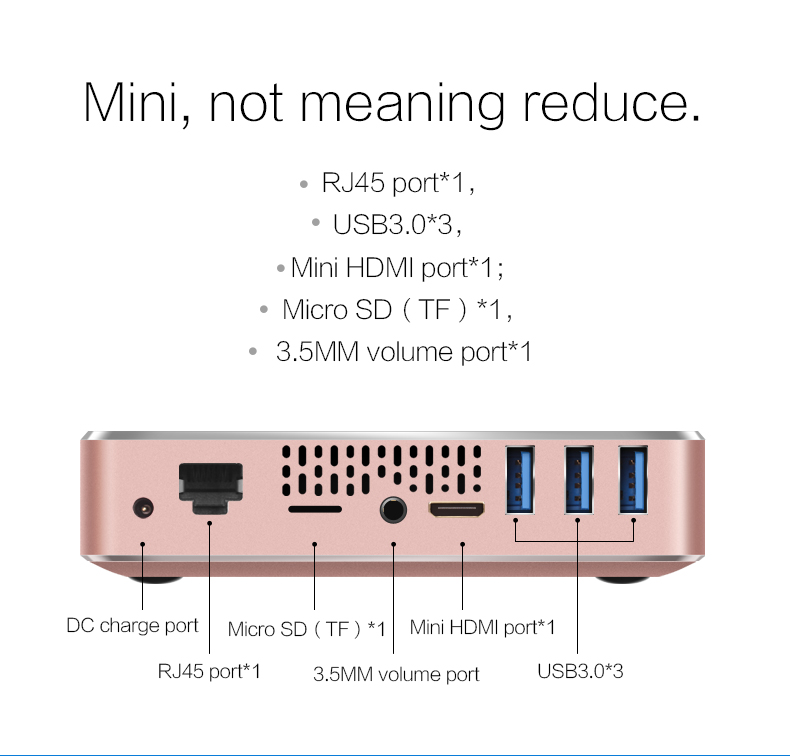 VOYO VMac (V1) Mini PC Licensed Windows 10.1 64bit Intel Apollo Lake Pentium N4200 4G DDR3L 32G eMMC 128G SSD 4K 2.4G/5G WIFI Gigabit LAN LibreELEC - Gold
