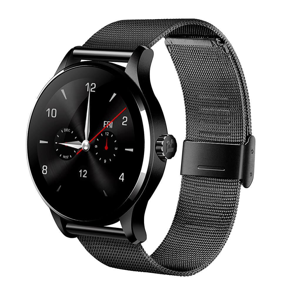 Makibes K88H Smart Bluetooth Watch Heart Rate Monitor Smartwatch MTK2502 Siri Function Gesture Control For iOS Andriod (Stainless Steel Band) - Black