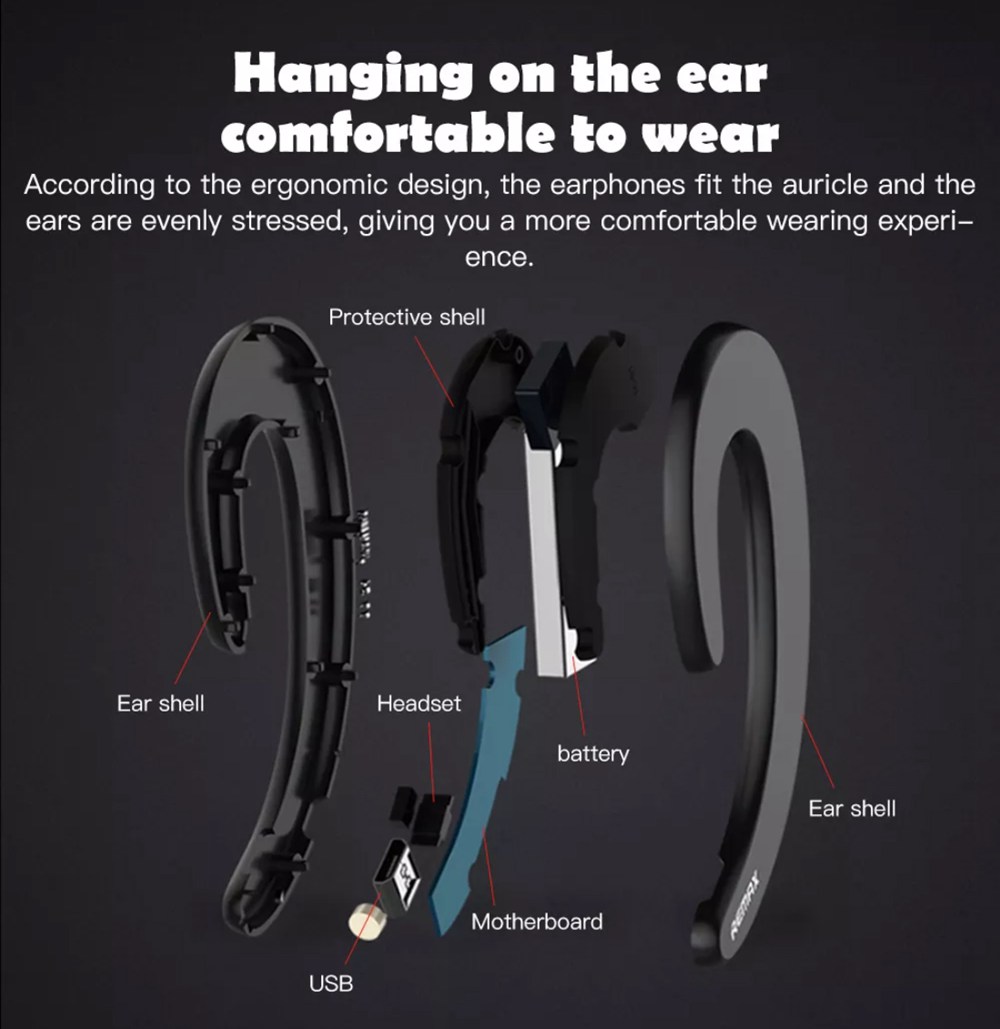 Remax RB-T20 Unilateral Bluetooth 4.1 Earphone Long Battery Life With Mic