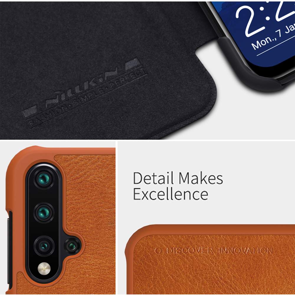 NILLKIN Protective Leather Phone Case For HUAWEI Nova 5 / Nova 5 Pro Smartphone - Black