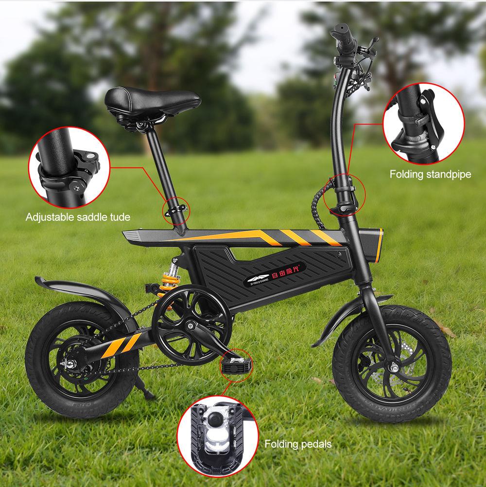 FreeAurora T18 ZiYouJiGuang Portable Folding Smart Electric Moped Bicycle 250W Motor 25Km/h 15.74 Inch Tire - Black