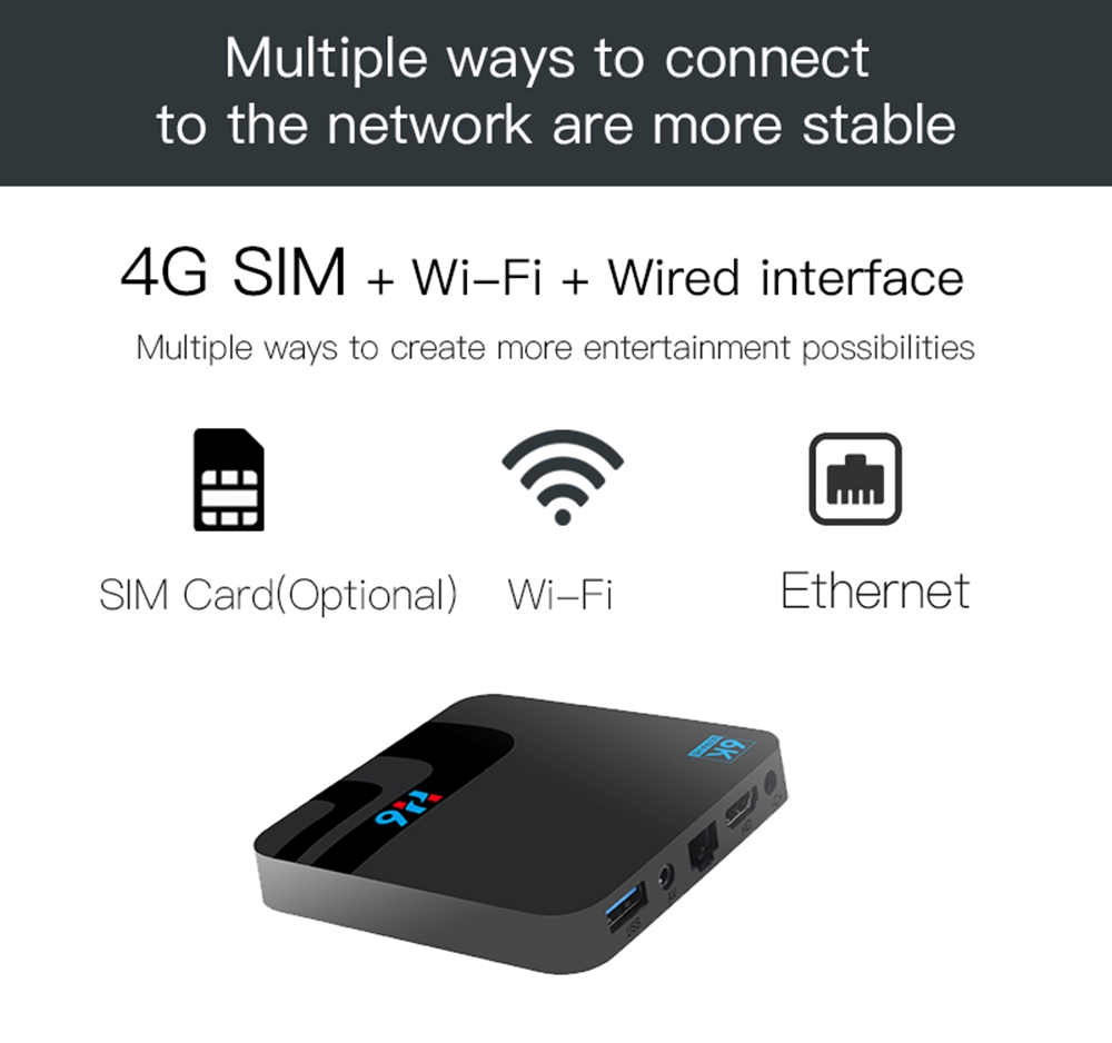 H6 Android9.0 Allwinner H6 2G/16G 6K HDR TV Box 2.4G WiFi 100Mbps LAN USB3.0 - Black