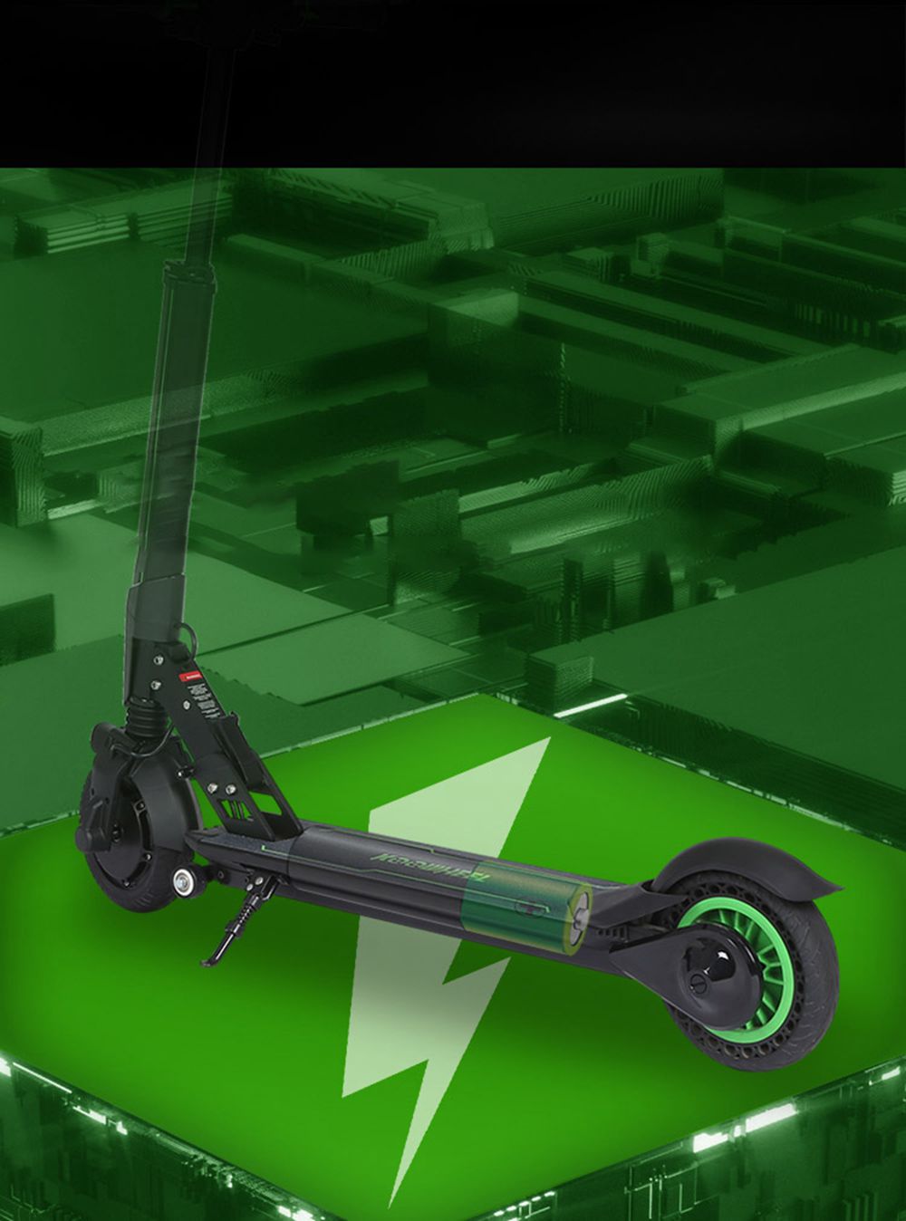 E1 Portable Folding Electric Scooter 8.5-inch Tires 300W Motor Max 25km/h 7.5Ah Battery - Green