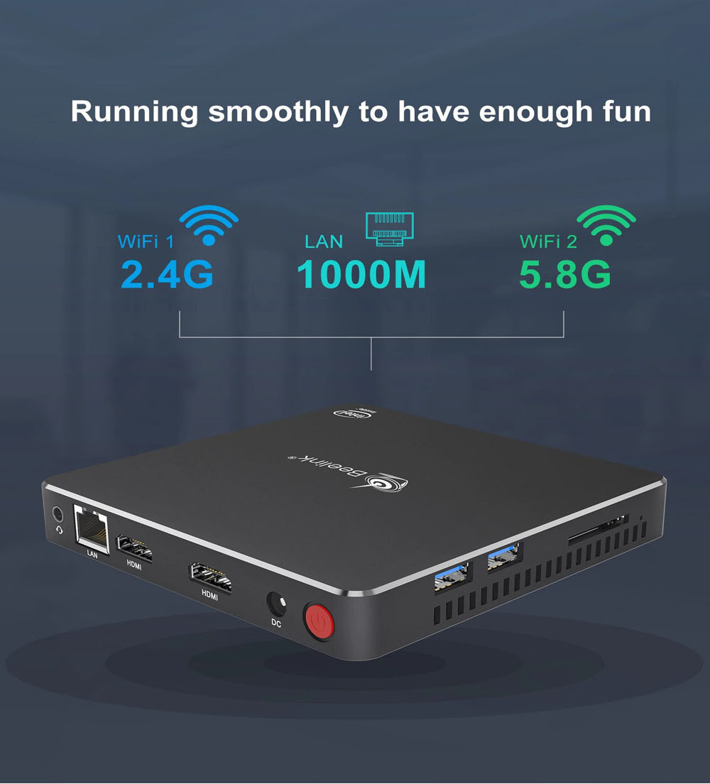 Beelink Gemini T42 Intel Apollo Lake j4205 Windows 10 4K Mini PC 8G DDR3 128G SSD 2.4G+5G WiFi Bluetooth HDMI*2 Dual Screen Display
