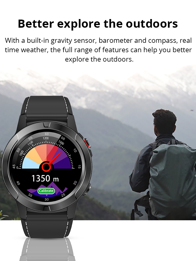 MAKIBES M4C Smart Watch GPS Bluetooth Heart Rate Monitor Call Message Reminder Music Player - Golden