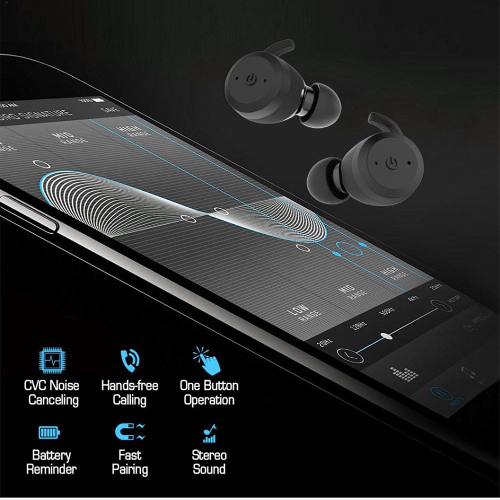 BE1018 Bluetooth 5.0 TWS Earbuds 650 mAh Charging Box HD Stereo Sound IPX7 Noise Cancelling Hang Clip - Yellow