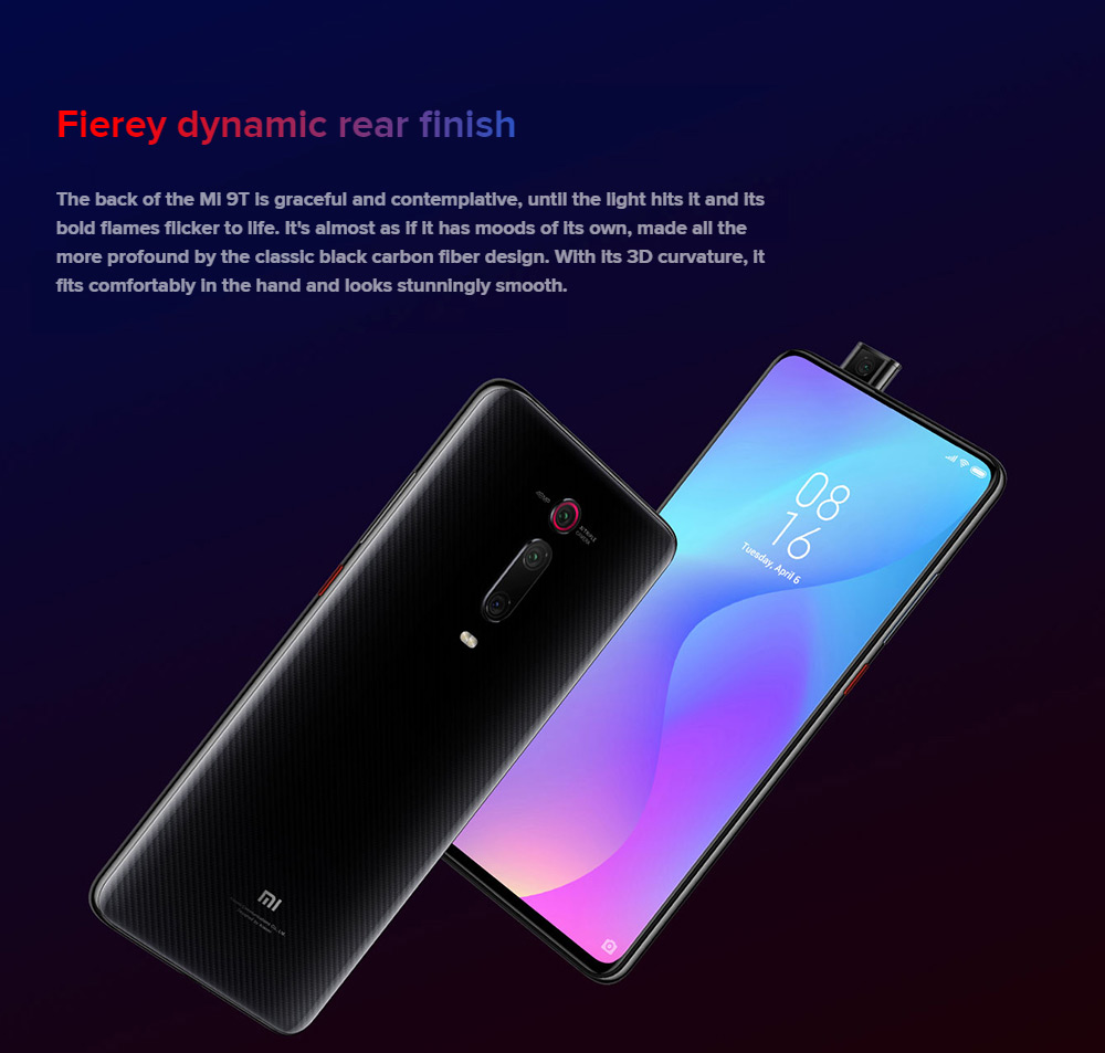 Xiaomi Mi 9T 6.39 Inch 4G LTE Smartphone Snapdragon 730 6GB 64GB 48.0MP+8.0MP+13.0MP Triple Rear Cameras MIUI 10 In-display Fingerprint Fast Charge Global Version - Black