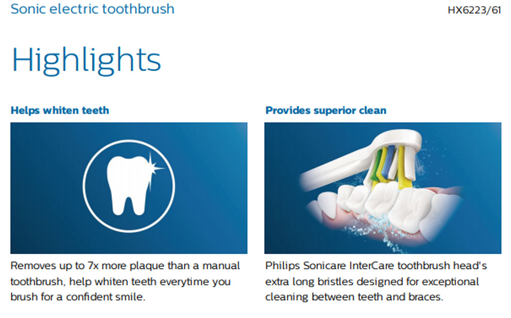 Philips Sonicare 2 Series Plaque Control HX6213/60 Sonic Electric Toothbrush With 3 Brush Heads - Black