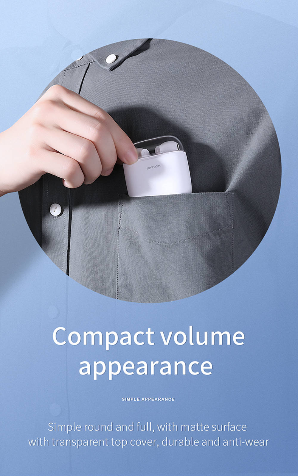 JOYROOM JR-T04 TWS Bluetooth Earbuds with Mic IPX5 Water Resistant - White