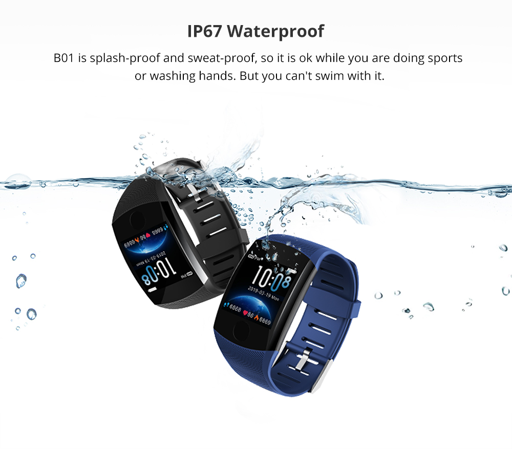 Makibes B01 Smartwatch 1.3 Inch TFT Screen Blood Pressure Heart Rate Sleep Monitor IP67 Multi Sport Modes Fitness Tracker - Black