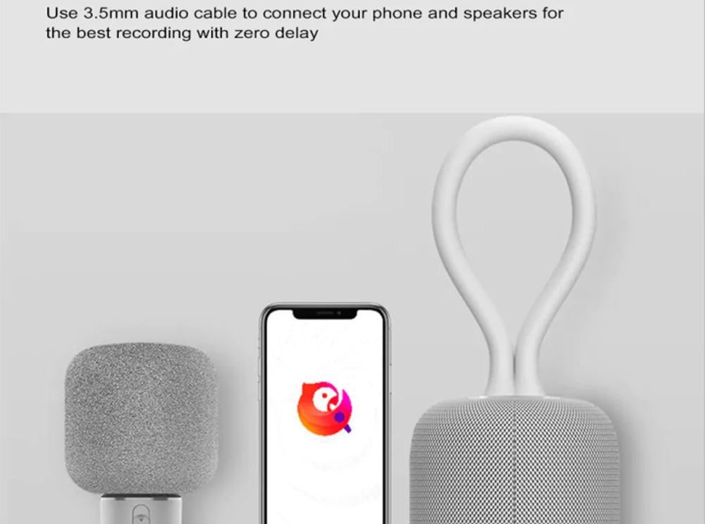 Xiaomi iK8 Karaoke HiFi Stereo Speaker + Microphone Set 3.5mm Audio Cable 5200mAh Battery - Gray