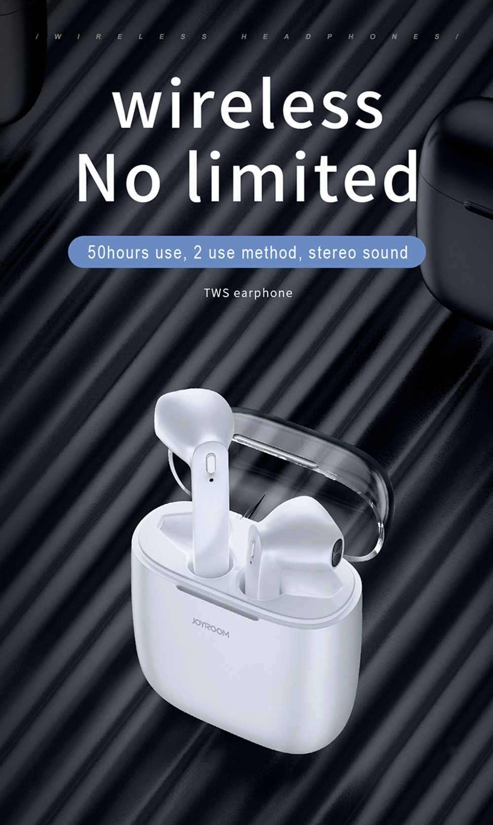 JOYROOM JR-T04 TWS Bluetooth Earbuds with Mic IPX5 Water Resistant - White