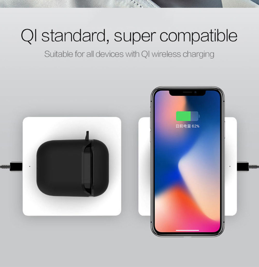 W8 5W Qi Wireless Charger Qualcomm Quick Charge 2.0 for Apple AirPods/ iPhone Max /8/8Plus Samsung Galaxy - White