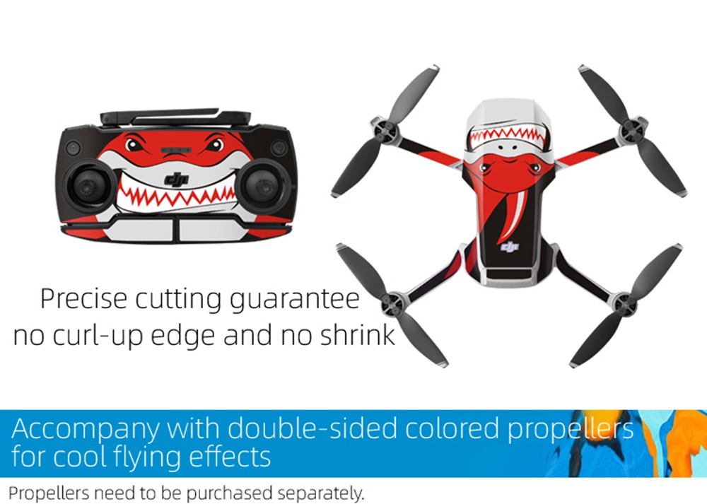 Sunnylife Expansion Accessories Aircraft Transmitter Sticker Set For DJI Mavic MINI RC Aircraft - Blue Shark