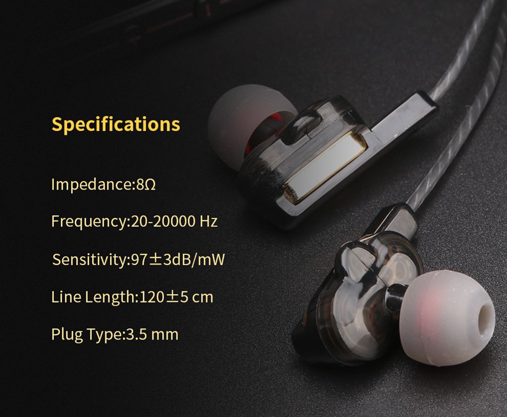 QKZ CK3 Wired Earphones 4 Dynamic Unit In-Ear Bass Stereo With Microphone - White