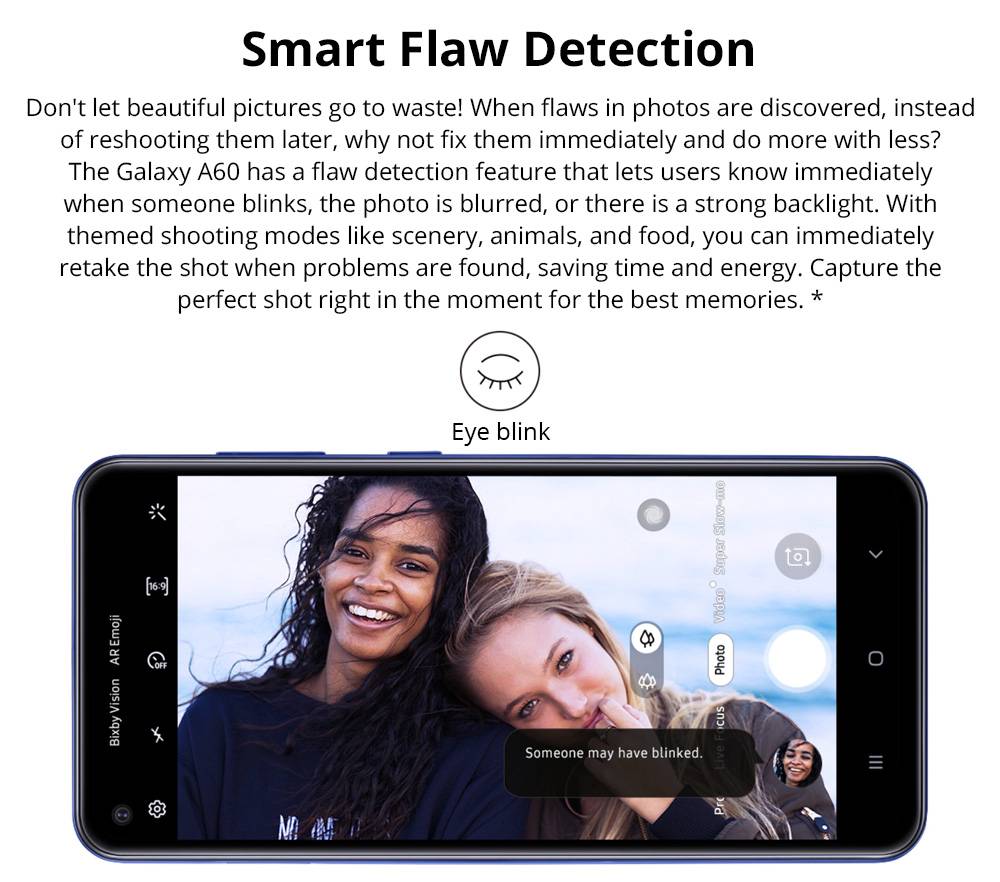 Samsung Galaxy A60 4G LTE Smartphone 6.3 Inch Snapdragon 675G 6GB 128GB 32.0MP+8.0MP+5.0MP Triple Rear Cameras Fingerprint ID Dual SIM Android 9.0 - Shallow Blue