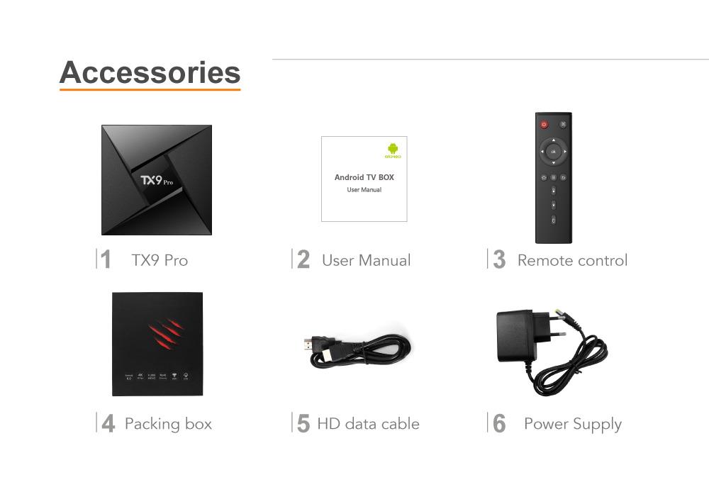 Bundle TANIX TX9 PRO KODI 17.3 3GB/32GB TV BOX Android 7.1.2 Amlogic S912 2.4G/5.8G WIFI Bluetooth Gigabit LAN Bluetooth HDMI + Tronsmart TSM01 English Air Mouse