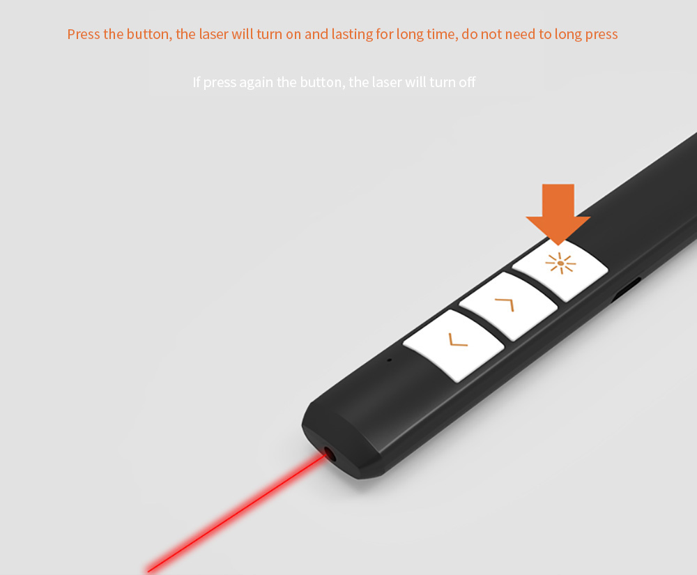 Viboton PP932 Wireless Lase Presenter All-in-one Laser Pointer 2.4G FR Ergonomic Streamlined Technology Multimedia Presentation Remote Control Widely Compatible With Indicator Light - Black