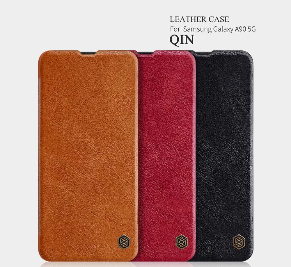NILLKIN Protective Leather Phone Case For Samsung Galaxy A90 5G Smartphone - Red