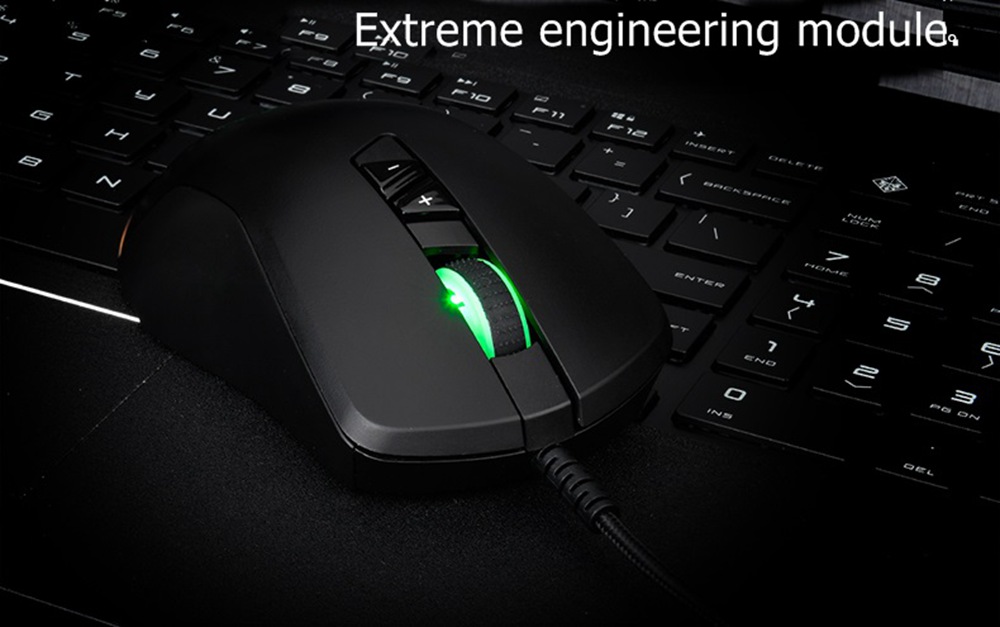 Ajazz GTI Wired Gaming Mouse 5000DPI 6 Programmable Buttons RGB Colorful Lights - Black